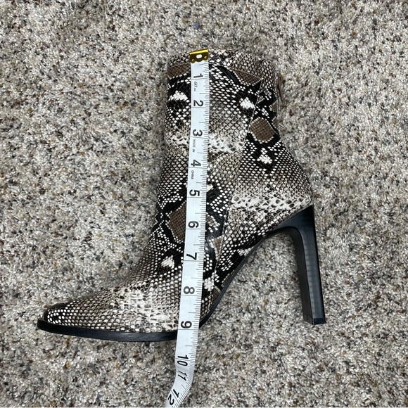 Miss Lola Henley Snakeskin Block Heel Square Toe Booties Boots 7 Black Grey - Picture 12 of 14
